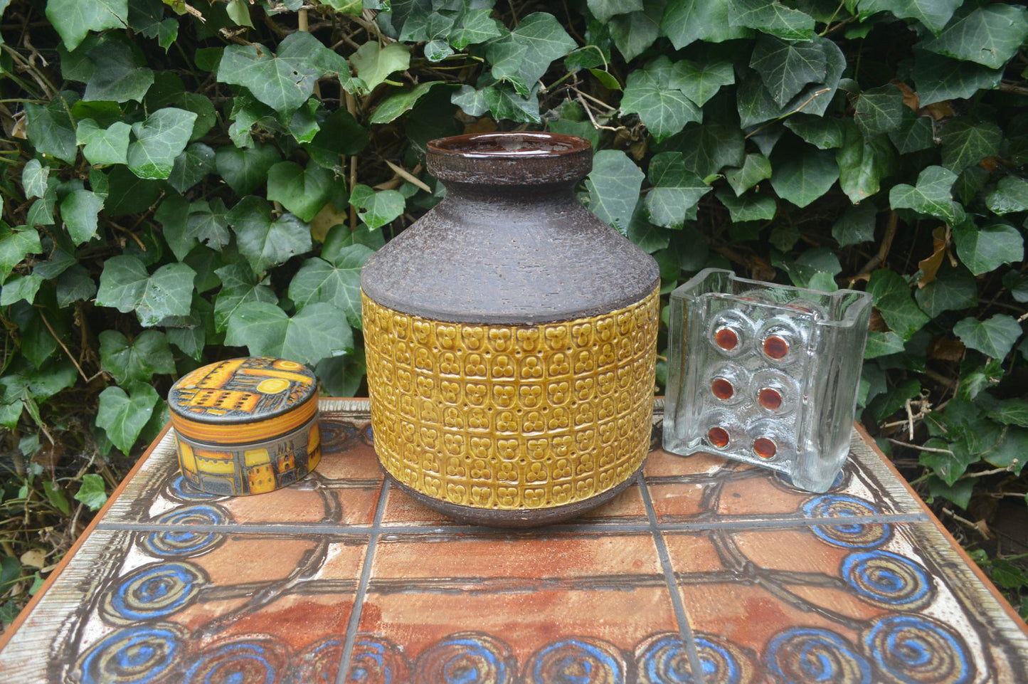 Große XL Bitossi Keramik Vase 309/26 Rimini Gelb Design Aldo Londi Mid-Century Modern Design mit seltener gelber Glasur 1960s italienischer Fat-Lava Designklassiker