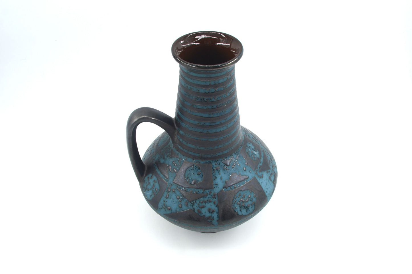 WGP Carstens Tönnieshof Keramik Vase 1507-27 im blauen Ankara Design 1960s Westdeutsche Vintage Fat-Lava Vase Helmut Scholtis Design