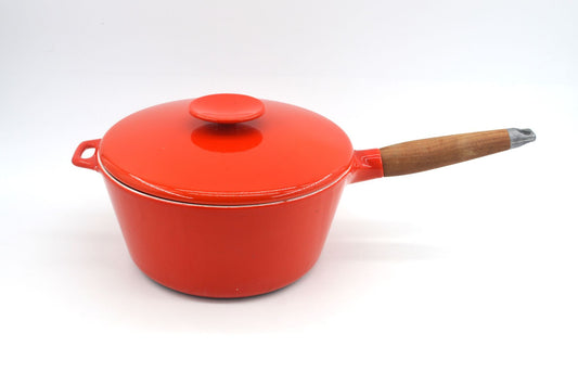 Großer Vintage Copco Denmark Gusseisen Topf Mid-Century Michael Lax Design 1960s dänisches Vintage Design Kochgeschirr – MCM Pop-Art Design