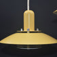 Jeka Metaltryk A/S Denmark gelbe Pendellampen Luna 8021-P Kurt Wiborg Design – dänische MCM Design 1980s Vintage Designlampen