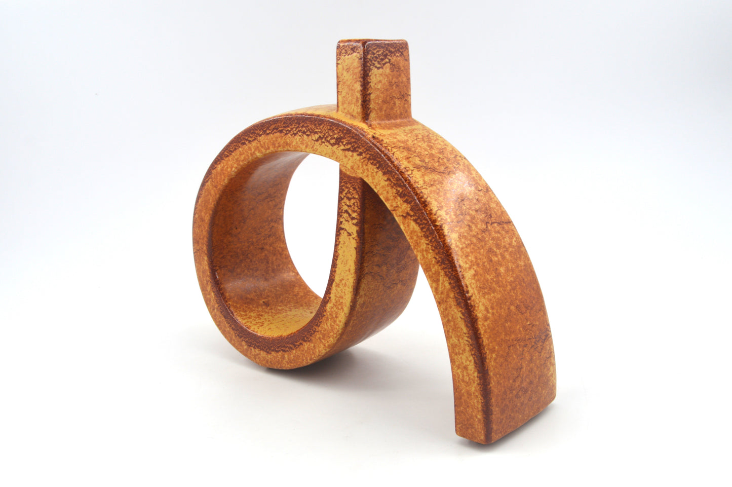 Skulpturale Bertoncello Schiavon Vase Modell 863 Roberto Rigon „Screziato Tabacco“ Space Age Design 1970s italienischer Designklassiker