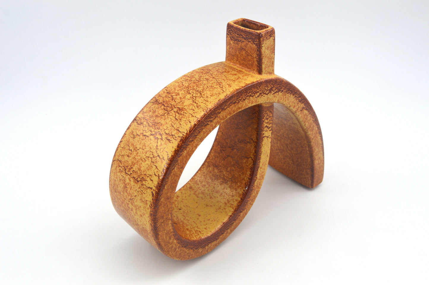 Skulpturale Bertoncello Schiavon Vase Modell 863 Roberto Rigon „Screziato Tabacco“ Space Age Design 1970s italienischer Designklassiker