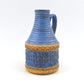 Vintage WGP Bay Keramik Fat-Lava Keramik Henkelvase 65-17 Bodo Mans Design 1960s West German gelbe- und blaue Fat-Lava Glasur MCM Pop-Art Design