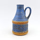 Vintage WGP Bay Keramik Fat-Lava Keramik Henkelvase 65-17 Bodo Mans Design 1960s West German gelbe- und blaue Fat-Lava Glasur MCM Pop-Art Design