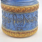 Vintage WGP Bay Keramik Fat-Lava Keramik Henkelvase 65-17 Bodo Mans Design 1960s West German gelbe- und blaue Fat-Lava Glasur MCM Pop-Art Design