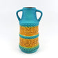 WGP Bay Keramik Fat-Lava Keramik Vase 64-25 „Arktis“ Bodo Mans Design 1960s West German seltene türkis-gelbe Fat-Lava Glasur Pop-Art Design