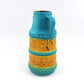 WGP Bay Keramik Fat-Lava Keramik Vase 64-25 „Arktis“ Bodo Mans Design 1960s West German seltene türkis-gelbe Fat-Lava Glasur Pop-Art Design