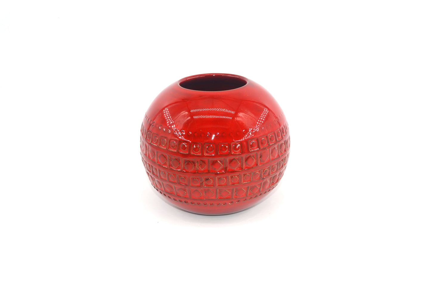 Seltene Vintage Bitossi Keramik Kugel-Vase W101/15 Aldo Londi Rimini Rot Design Mid-Century Modern Design mit roter Glasur - 1960s italienischer MCM Designklassiker