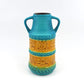 WGP Bay Keramik Fat-Lava Keramik Vase 64-25 „Arktis“ Bodo Mans Design 1960s West German seltene türkis-gelbe Fat-Lava Glasur Pop-Art Design