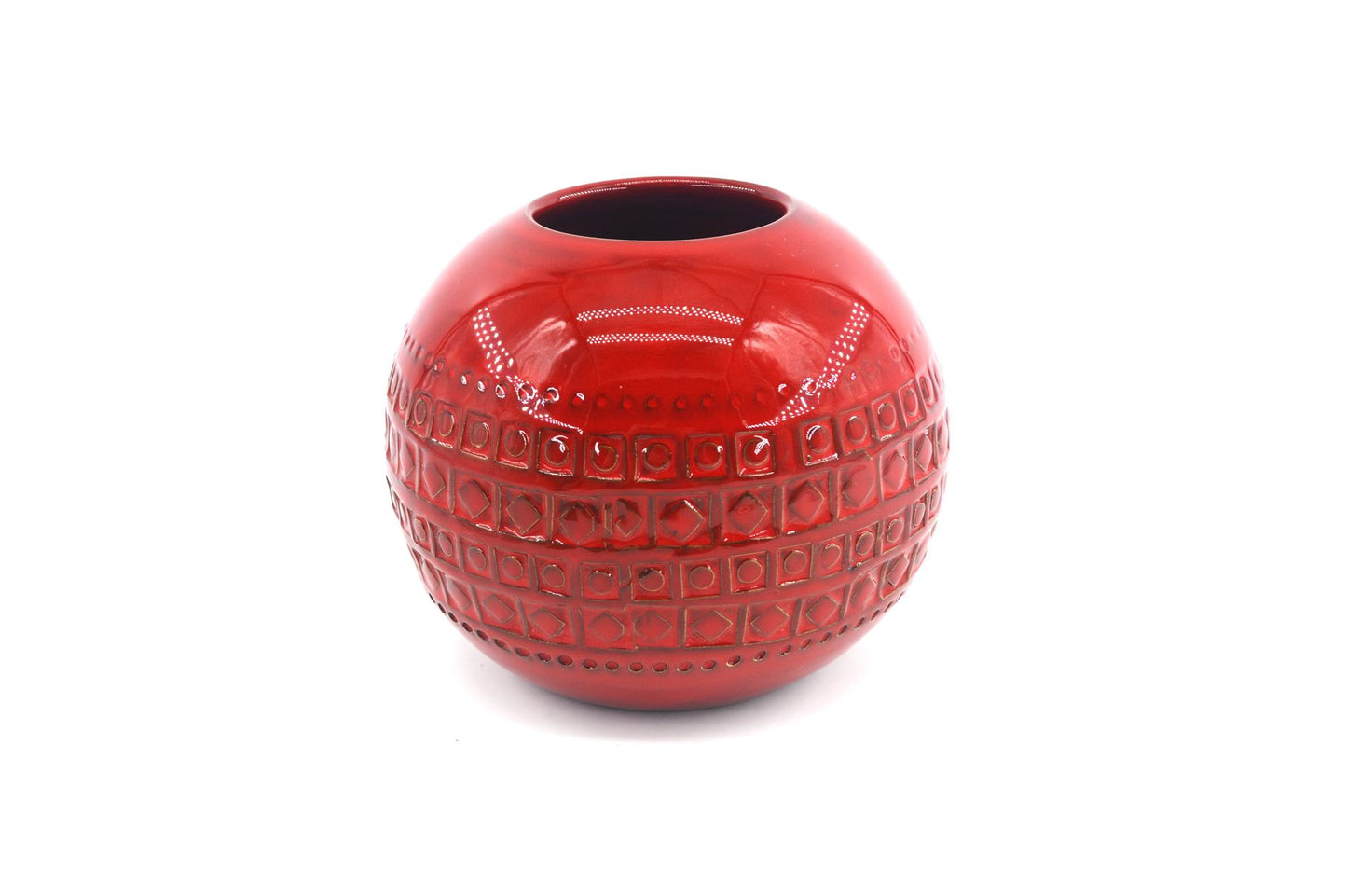 Seltene Vintage Bitossi Keramik Kugel-Vase W101/15 Aldo Londi Rimini Rot Design Mid-Century Modern Design mit roter Glasur - 1960s italienischer MCM Designklassiker