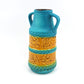 WGP Bay Keramik Fat-Lava Keramik Vase 64-25 „Arktis“ Bodo Mans Design 1960s West German seltene türkis-gelbe Fat-Lava Glasur Pop-Art Design