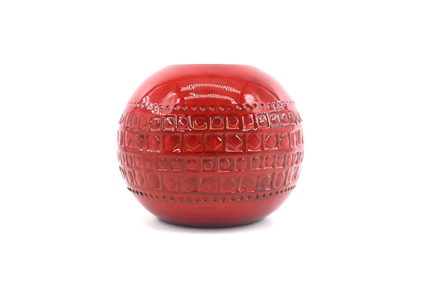 Seltene Vintage Bitossi Keramik Kugel-Vase W101/15 Aldo Londi Rimini Rot Design Mid-Century Modern Design mit roter Glasur - 1960s italienischer MCM Designklassiker