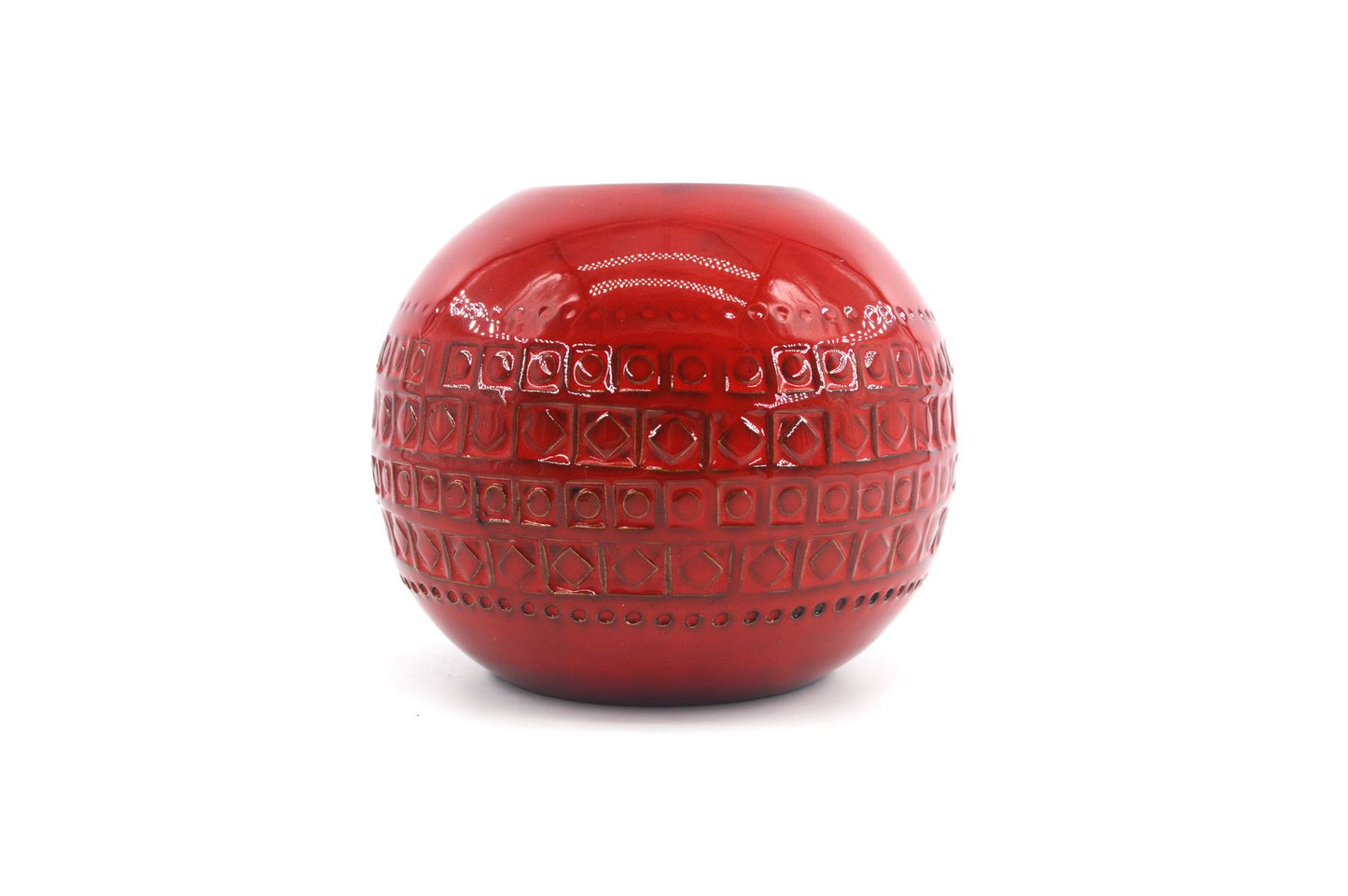 Seltene Vintage Bitossi Keramik Kugel-Vase W101/15 Aldo Londi Rimini Rot Design Mid-Century Modern Design mit roter Glasur - 1960s italienischer MCM Designklassiker