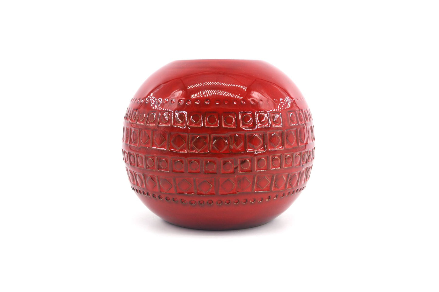 Seltene Vintage Bitossi Keramik Kugel-Vase W101/15 Aldo Londi Rimini Rot Design Mid-Century Modern Design mit roter Glasur - 1960s italienischer MCM Designklassiker