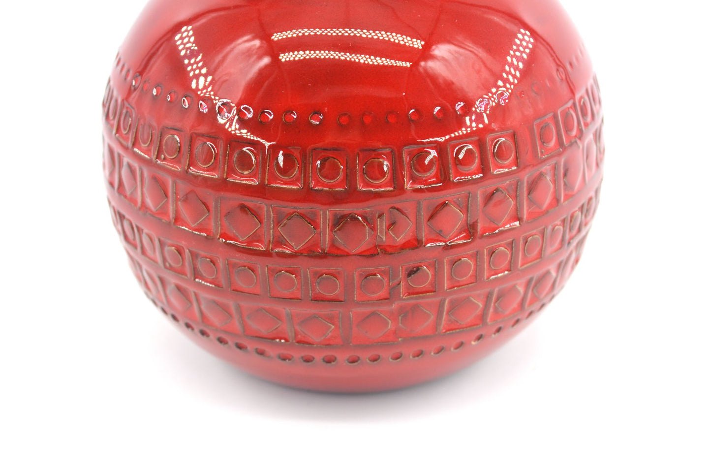 Seltene Vintage Bitossi Keramik Kugel-Vase W101/15 Aldo Londi Rimini Rot Design Mid-Century Modern Design mit roter Glasur - 1960s italienischer MCM Designklassiker