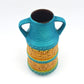 WGP Bay Keramik Fat-Lava Keramik Vase 64-25 „Arktis“ Bodo Mans Design 1960s West German seltene türkis-gelbe Fat-Lava Glasur Pop-Art Design