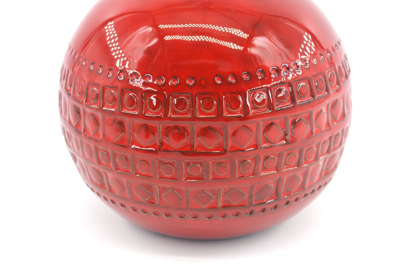 Seltene Vintage Bitossi Keramik Kugel-Vase W101/15 Aldo Londi Rimini Rot Design Mid-Century Modern Design mit roter Glasur - 1960s italienischer MCM Designklassiker