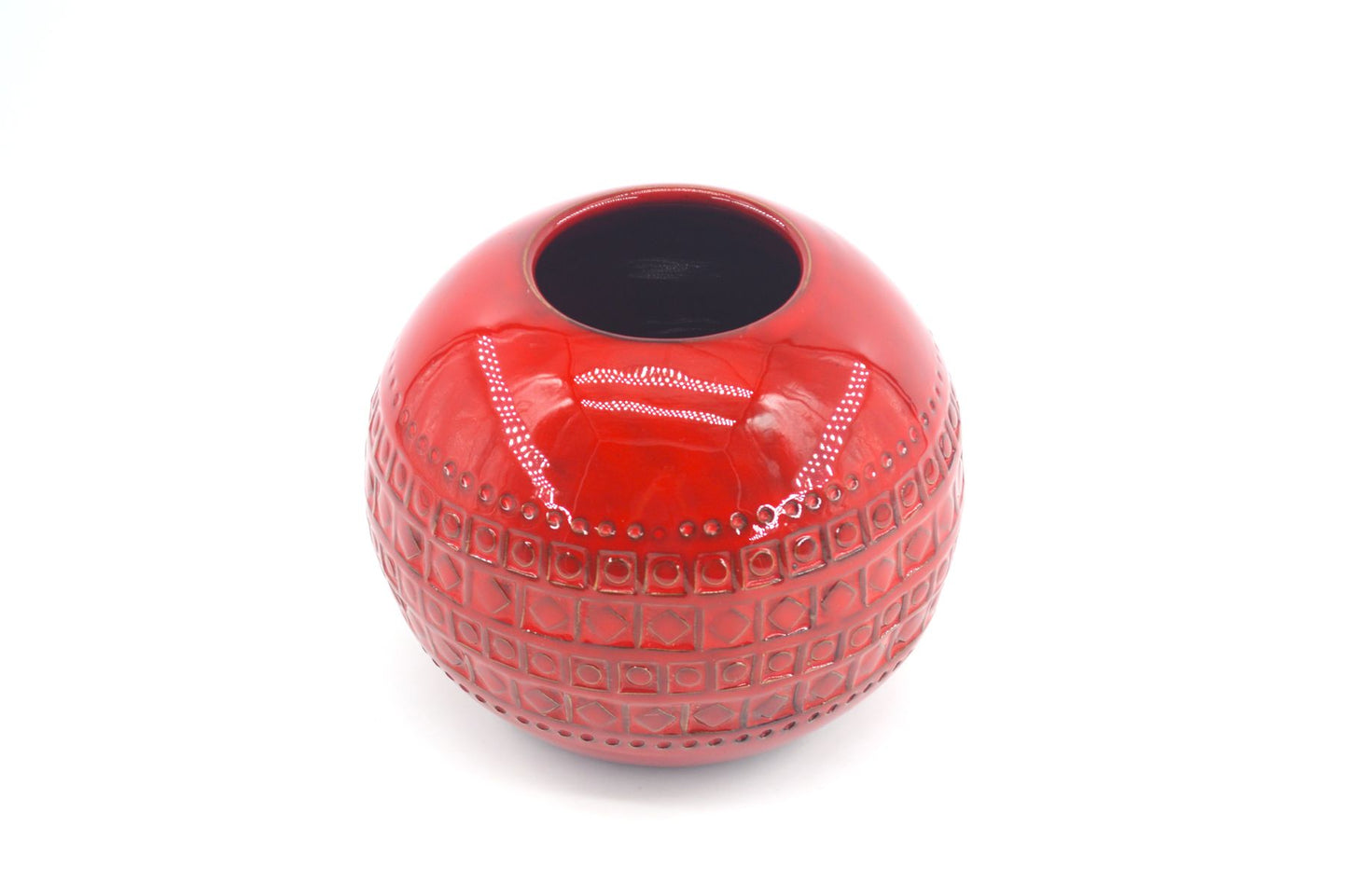 Seltene Vintage Bitossi Keramik Kugel-Vase W101/15 Aldo Londi Rimini Rot Design Mid-Century Modern Design mit roter Glasur - 1960s italienischer MCM Designklassiker