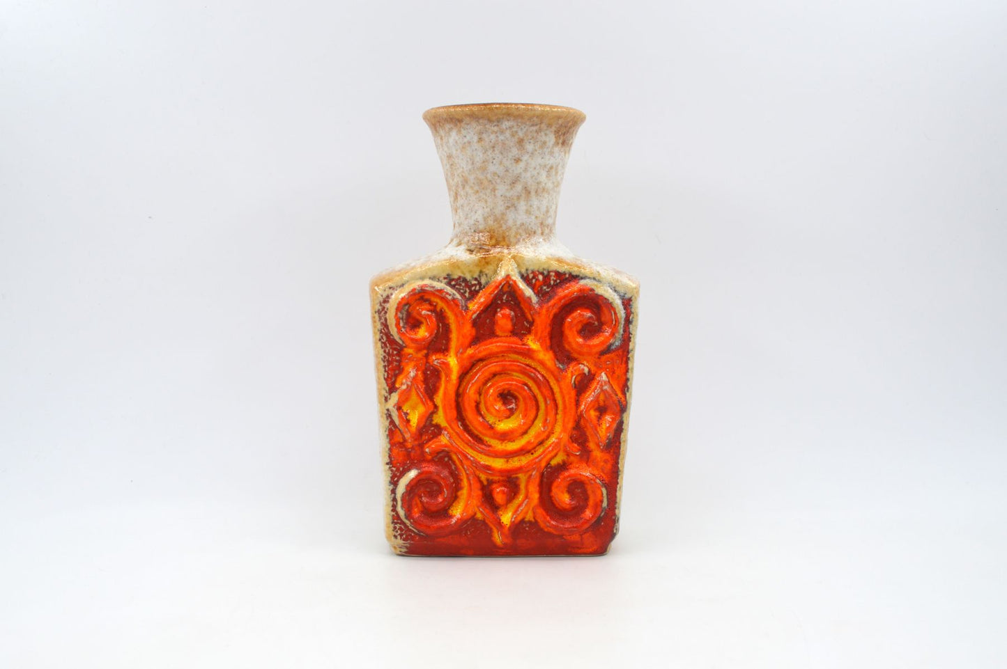 Ornamentale WGP Übelacker Keramik 1461/22 Fat-Lava Design Keramik Vase 1960s West German rote Fat-Lava Glasur Pop-Art Design