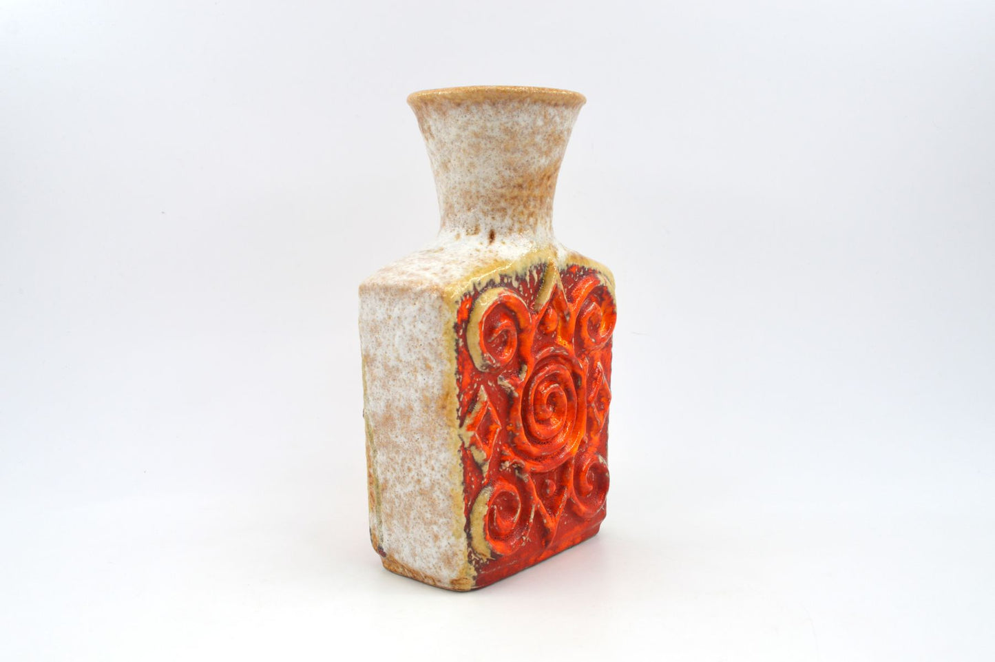 Ornamentale WGP Übelacker Keramik 1461/22 Fat-Lava Design Keramik Vase 1960s West German rote Fat-Lava Glasur Pop-Art Design