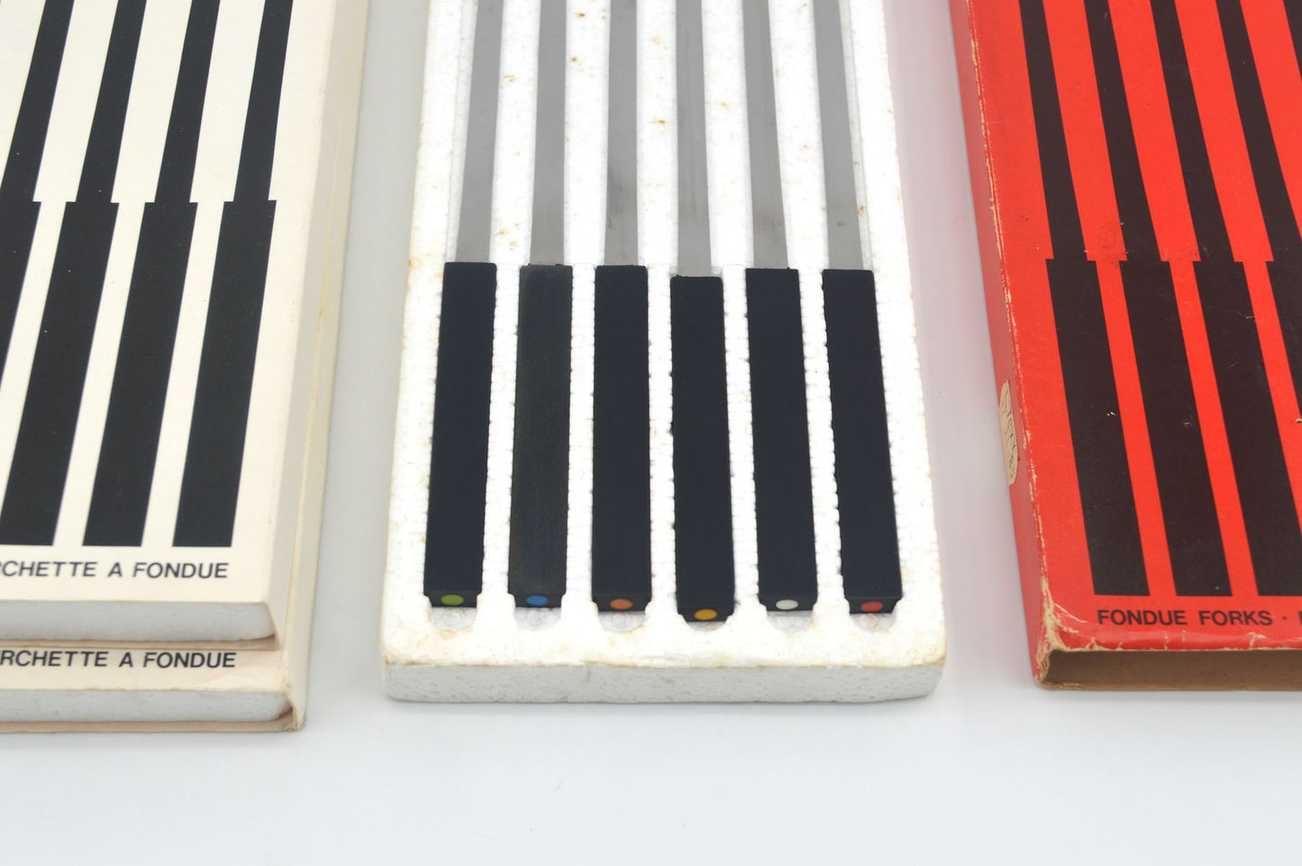 Mid-Century Stelton Fonduegabeln Peter Holmblad Design in Originalverpackung dänisches Vintage Design Besteck 1970s Danish Modern Design