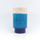 Seltene 1960s Rimini Blue Bitossi Keramik Vase 5/18 Design Aldo Londi Mid-Century Modern Design mit blauer und weißer Fat-Lava Glasur