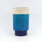 Seltene 1960s Rimini Blue Bitossi Keramik Vase 5/18 Design Aldo Londi Mid-Century Modern Design mit blauer und weißer Fat-Lava Glasur