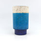 Seltene 1960s Rimini Blue Bitossi Keramik Vase 5/18 Design Aldo Londi Mid-Century Modern Design mit blauer und weißer Fat-Lava Glasur