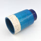 Seltene 1960s Rimini Blue Bitossi Keramik Vase 5/18 Design Aldo Londi Mid-Century Modern Design mit blauer und weißer Fat-Lava Glasur