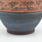 Große Mid-Century westdeutsche Wekara Sgraffito Keramik Vase 120/25 mit Ritzdekor 1950s WGP blaue handgefertigte Kunstkeramik MCM Design