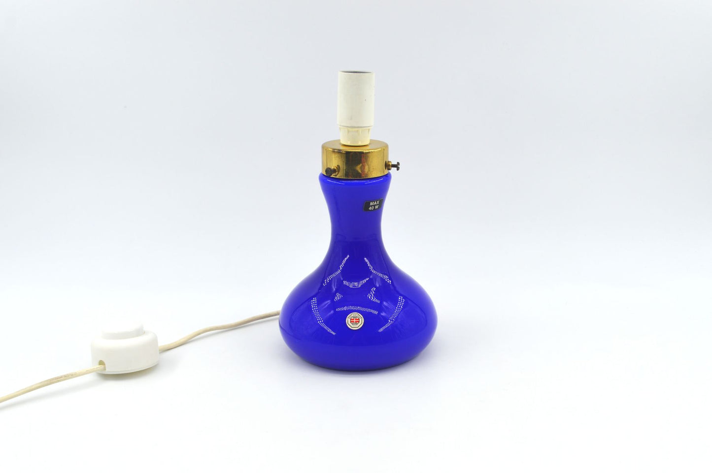 Sehr seltene blaue Odreco Danmark Opalglas Design Lampe 147 Dänemark 1970s Danish Modern Design handgearbeitete Glaskunst Vintage Lampe
