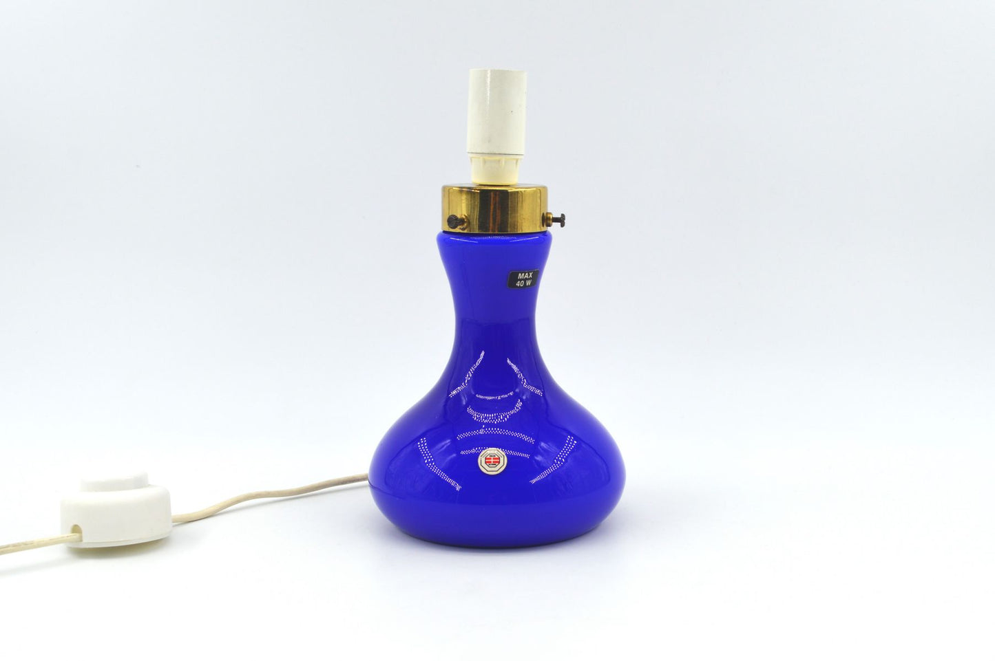 Sehr seltene blaue Odreco Danmark Opalglas Design Lampe 147 Dänemark 1970s Danish Modern Design handgearbeitete Glaskunst Vintage Lampe