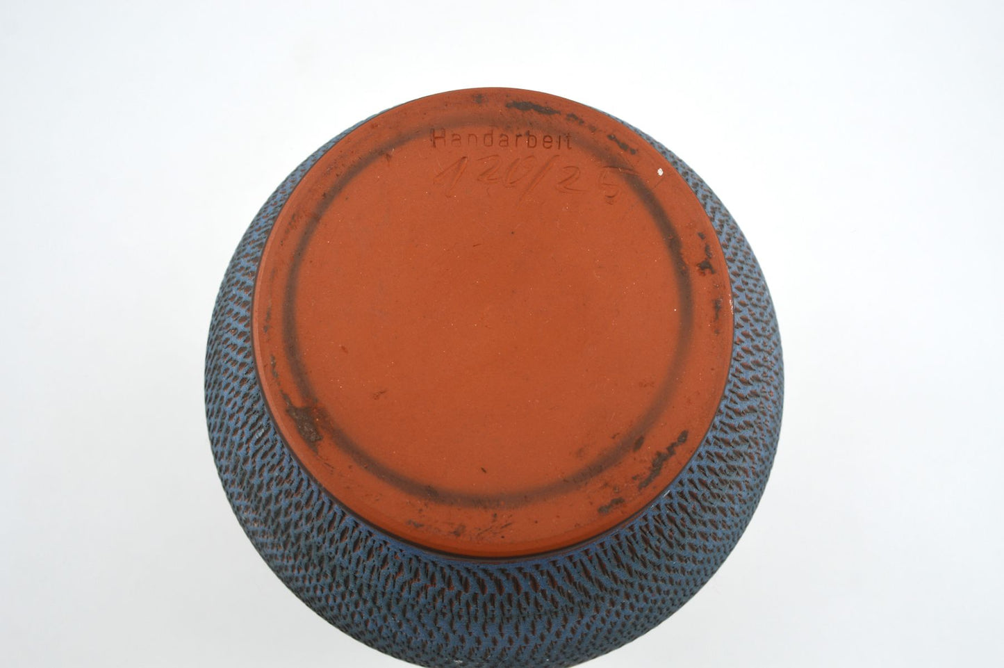 Große Mid-Century westdeutsche Wekara Sgraffito Keramik Vase 120/25 mit Ritzdekor 1950s WGP blaue handgefertigte Kunstkeramik MCM Design