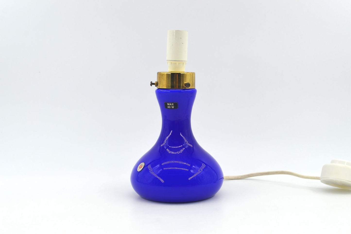 Sehr seltene blaue Odreco Danmark Opalglas Design Lampe 147 Dänemark 1970s Danish Modern Design handgearbeitete Glaskunst Vintage Lampe