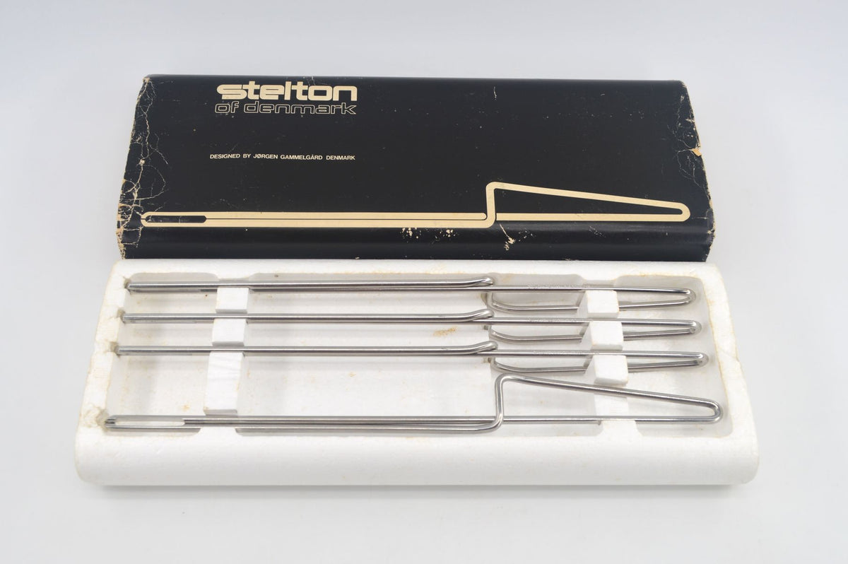 Mid-Century Stelton Fonduegabeln Jørgen Gammelgaard Design in Originalverpackung dänisches Vintage Design Besteck 1970s Danish Modern Design