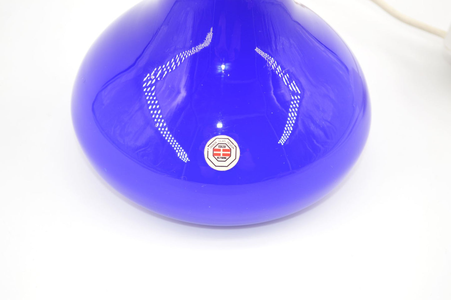 Sehr seltene blaue Odreco Danmark Opalglas Design Lampe 147 Dänemark 1970s Danish Modern Design handgearbeitete Glaskunst Vintage Lampe