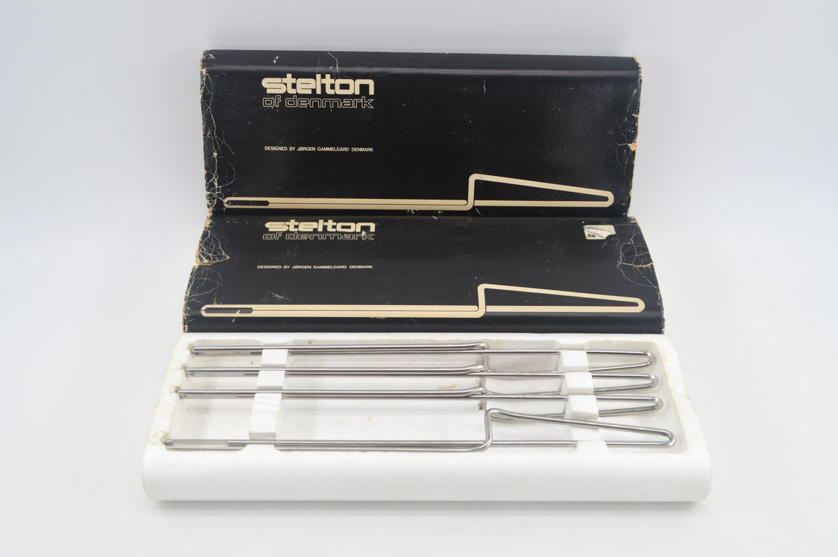 Mid-Century Stelton Fonduegabeln Jørgen Gammelgaard Design in Originalverpackung dänisches Vintage Design Besteck 1970s Danish Modern Design