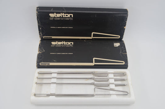 Mid-Century Stelton Fonduegabeln Jørgen Gammelgaard Design in Originalverpackung dänisches Vintage Design Besteck 1970s Danish Modern Design