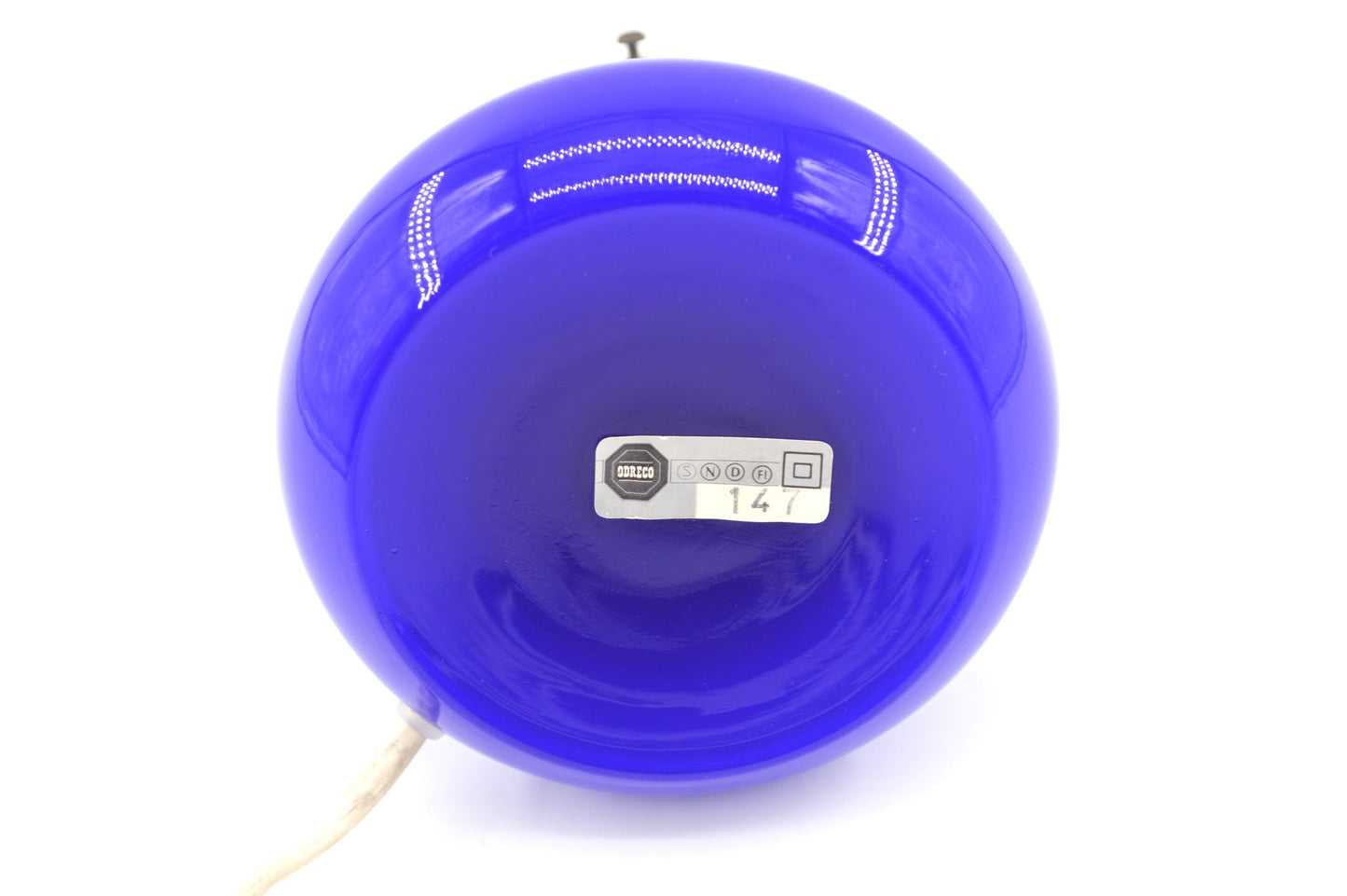 Sehr seltene blaue Odreco Danmark Opalglas Design Lampe 147 Dänemark 1970s Danish Modern Design handgearbeitete Glaskunst Vintage Lampe