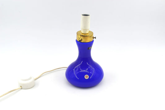 Sehr seltene blaue Odreco Danmark Opalglas Design Lampe 147 Dänemark 1970s Danish Modern Design handgearbeitete Glaskunst Vintage Lampe