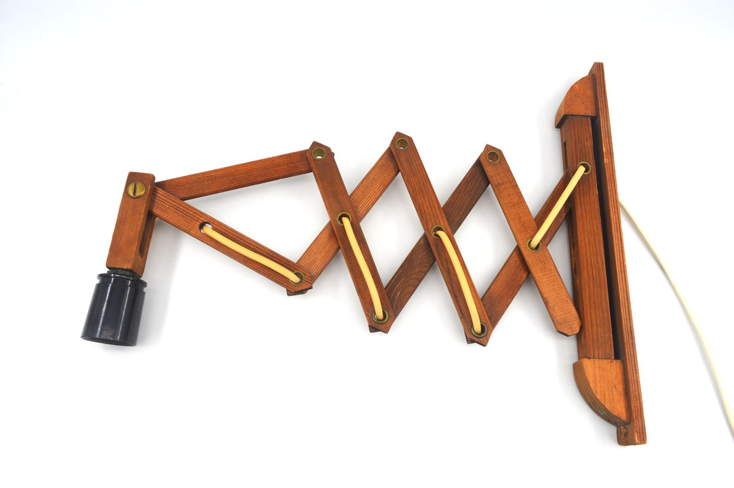 Dänische Mid-Century Scherenarm Wandlampe aus Holz – 1960s Vintage Design Wandlampe Skandinavischer MCM Designklassiker