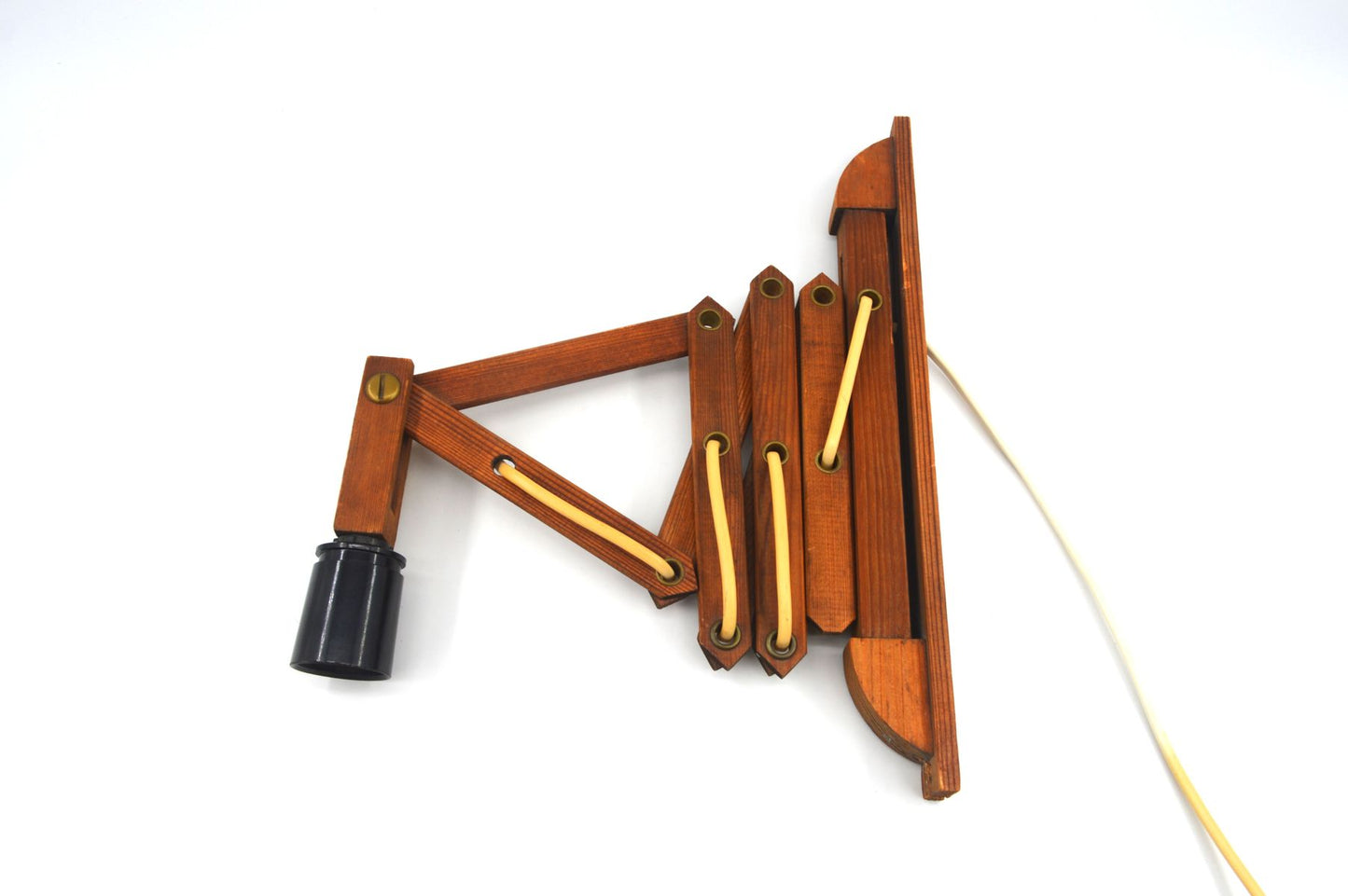 Dänische Mid-Century Scherenarm Wandlampe aus Holz – 1960s Vintage Design Wandlampe Skandinavischer MCM Designklassiker