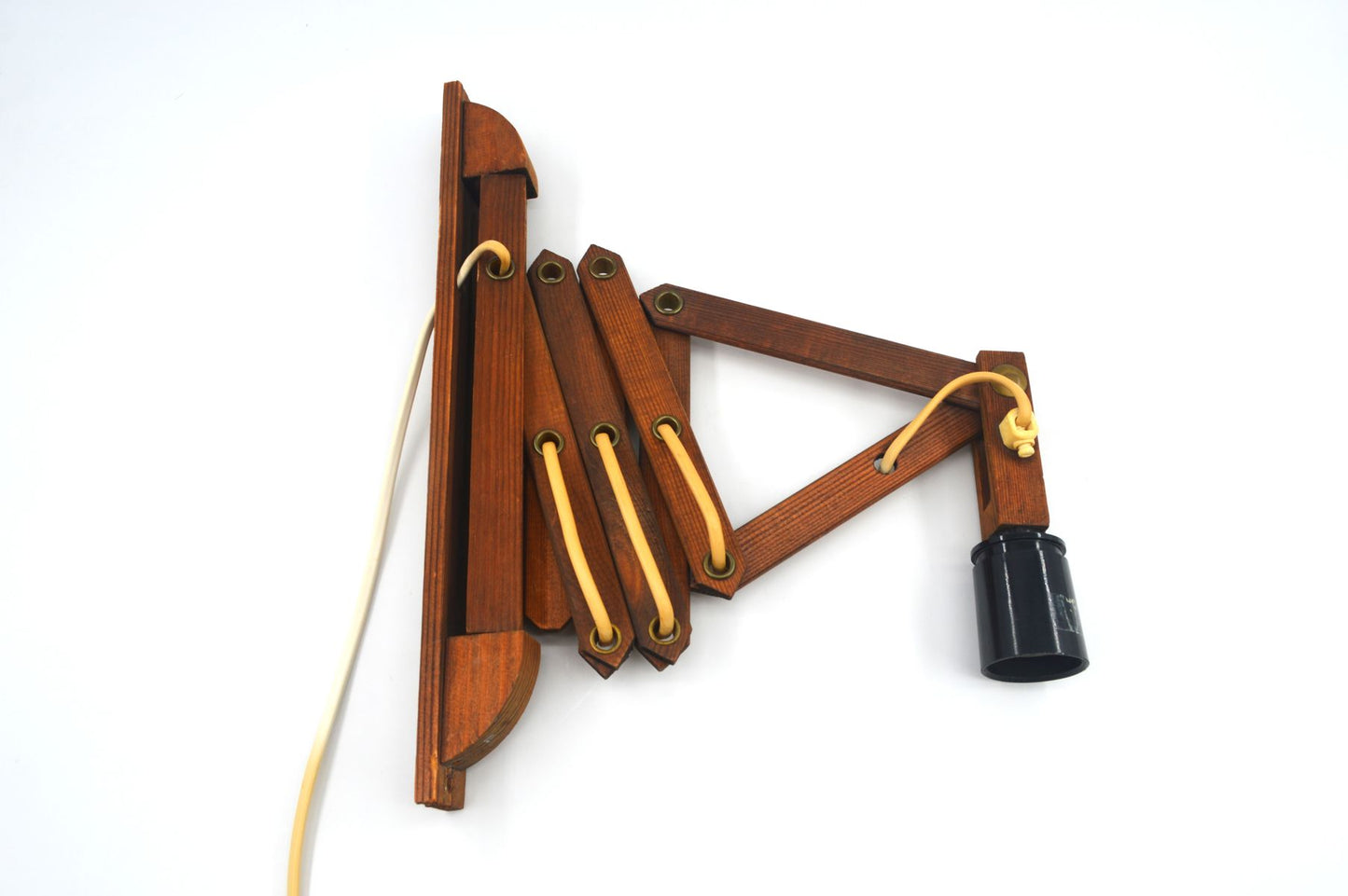 Dänische Mid-Century Scherenarm Wandlampe aus Holz – 1960s Vintage Design Wandlampe Skandinavischer MCM Designklassiker