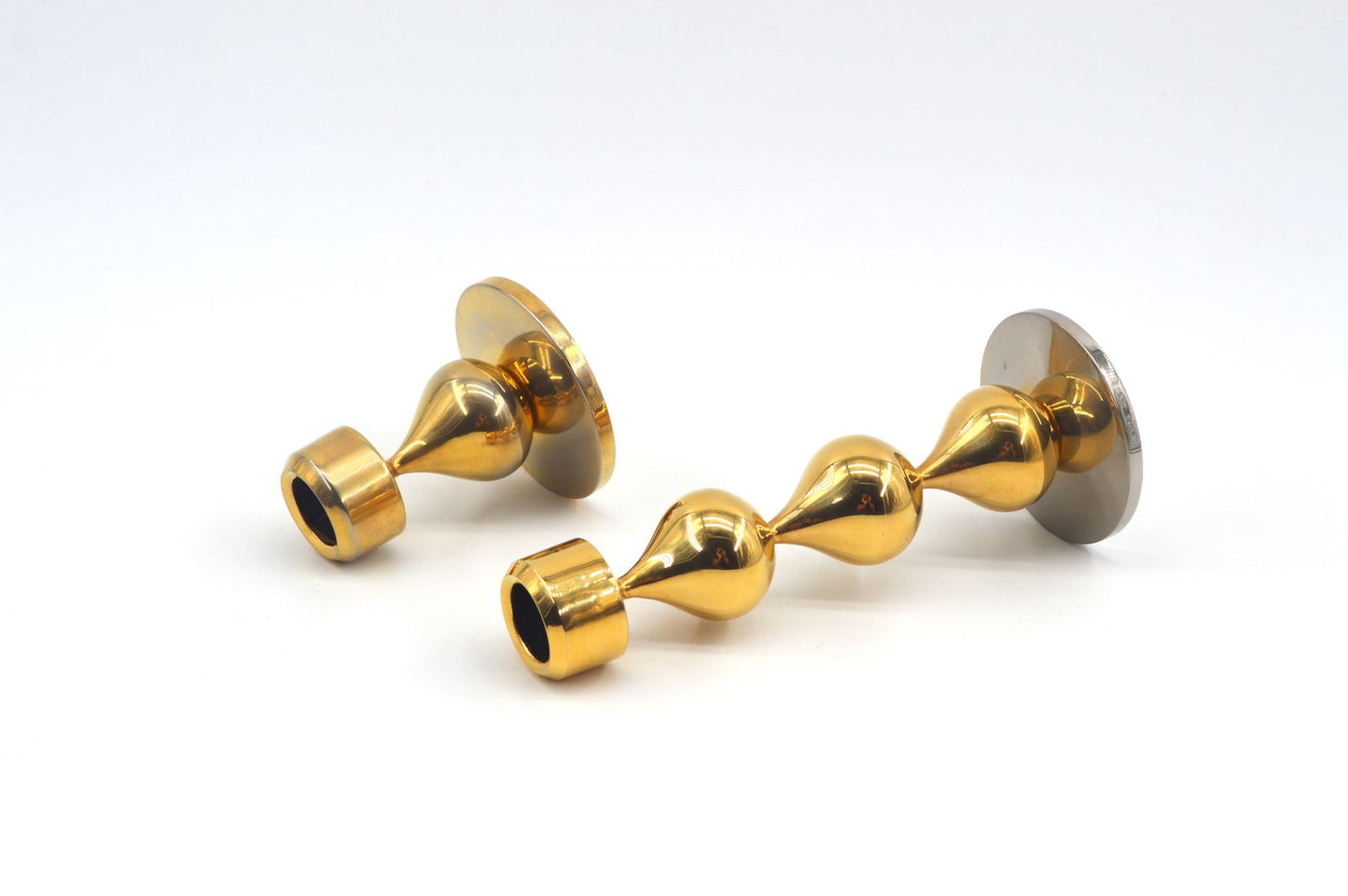 Vintage Design Asmussen Danmark 24 Karat vergoldete Design Kerzenhalter Hugo Asmussen Design 1970s dänische MCM Designklassiker