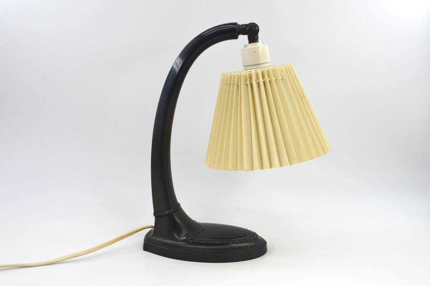Antike Jugendstil Zinn Tischlampe mit Lampenschirm – 1920 dänisches Skønvirke Design Schreibtischleuchte – Art-Deco Bauhaus Design