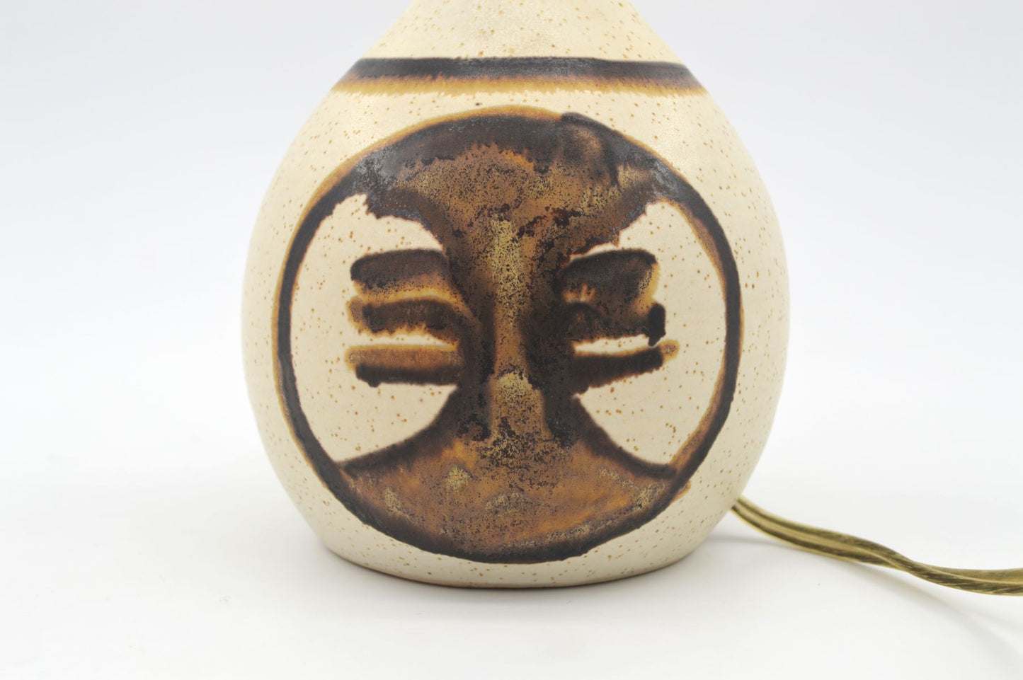 1970s Studiokeramik Tischlampe von der dänischen Künstlerin Bente Jessen Denmark – Unikat Zeitgenössische MCM Kunstkeramik Lampe im modernistischen Design