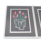 Original Bo Bendixen Denmark Druck Tulpen im Bilderrahmen 1980s Danish Design
