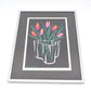 Original Bo Bendixen Denmark Druck Tulpen im Bilderrahmen 1980s Danish Design