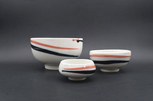 Vintage Royal Copenhagen Fajance Schalen Set 5/5318, 5/5114, 5/5329 Danish Design 1980er Jahre Baca Serie MCM Designklassiker