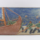 Große Marianne Starck Wandplatte 6477 "Fischer" für Michael Andersen Bornholm Keramik 1960s Design Dänemark